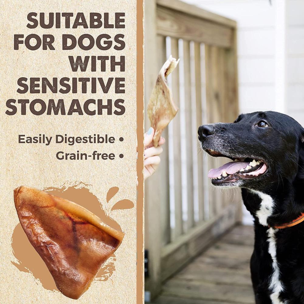 Dried pig ears for dogs stacked together